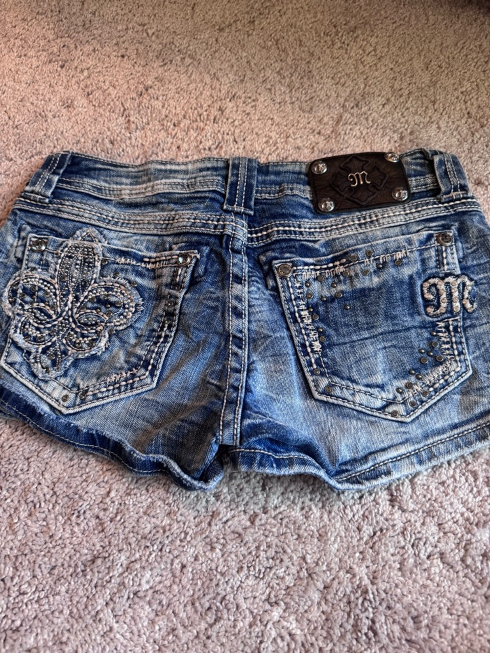 Miss Me Blue Embellished Denim Jean Shorts